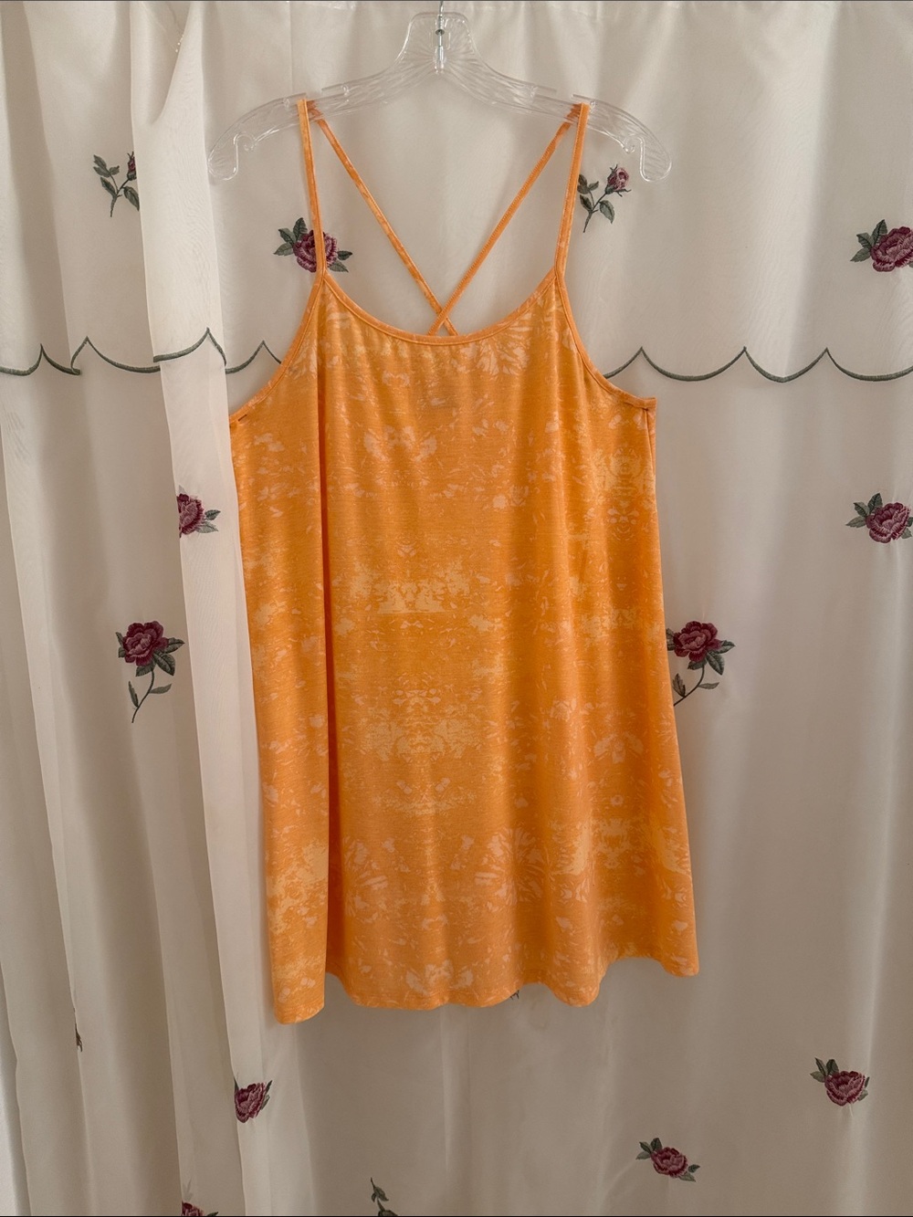 Hurley Orange Cotton Floral Dress or Tunic with Crisscross Straps